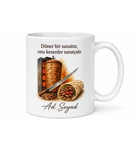 Dönerciye Hediye Usta İşi Lavaş Arası Yaprak Döner Kesenlere Özel Tasarım Kupa Bardak
