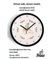 İsme Özel Soyut Kurbağa Çocuk Odası Duvar Saati Orta Boy 30 cm Siyah Camlı Sessiz