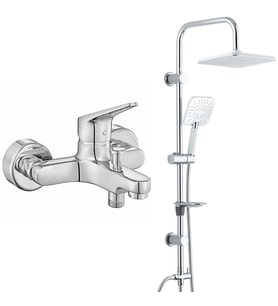 ECA Spylos Banyo Bataryası+T-MAY Banyo Çamlıca Kare Tepe Duş Takımı Seti Paslanm (Krom)