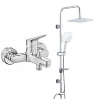 ECA Spylos Banyo Bataryası+T-MAY Banyo Çamlıca Kare Tepe Duş Takımı Seti Paslanm (Krom)