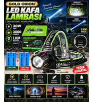 30W Ultra Güçlü LED Kafa Lambası (4 Adet Pilli - Yedek Bataryalı Set) - 3000 Lümen 1000m Menzil