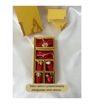 6’lı Advent Calender Hediye Seti - 6 Adet Gold Renk Çelik Takı - Altın Sarısı Rengi Hediye Kutusu