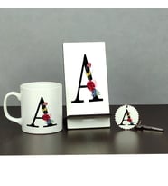 A Harfi Üçlü Set (Kupa + Telefon Standı + Anahtarlık)