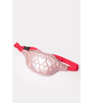 Çocuk Kalp Kapitone Detaylı Bel Çantası Pembe (Toz Pembe)