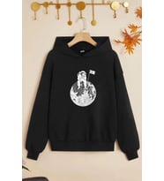 Çocuk Astronot Baskılı Sweatshirt (Siyah)