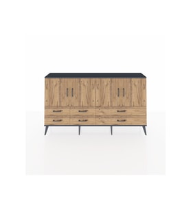 Arges Konsol 6 Raflı 6 Çekmeceli 4 Kapaklı 176x30x99 Antrasit-Çam