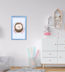 BK Home Sevimli Kirpi Tasarımlı Dekoratif Mavi Ahşap Çerçeveli Çocuk Odası Tablo-3
