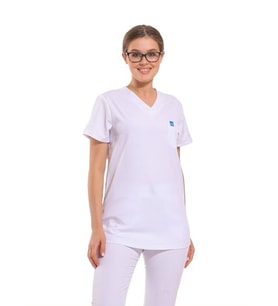 JOGGER- Kadın Likralı Beyaz Üniforma Üst (Karışık)