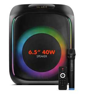 Powerway Mio Taşınabilir Mikrofonlu 40 W Parti Karaoke Kumandalı Bluetooth Hoparlör LED Işıklı