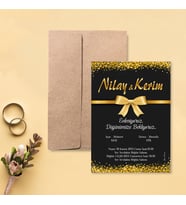 Davetiye Zarf ve Baskı Dahil (Beyaz yada Kraft Zarflı) - Düğün, Nişan, Nikah, Kına Davetiyesi (Kahverengi)