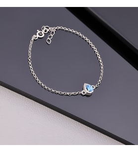 925 Ayar Gümüş Aquamarine Taşlı Damla Bileklik