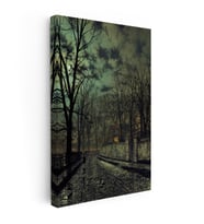 Kanvas Tablo J.A. Grimshaw Yağmurlu Sokak Figürlü Gece Manzarası Ressam Tablosu Ev Ofis Dekoru