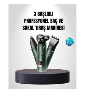 Mey İthalat® 3D Akıllı Kesim Teknolojili Şarjlı Tıraş Seti – 3 Başlıklı, Paslanmaz Çelik Bıçaklı