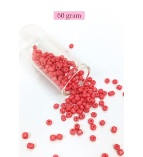 Dökme Cam Kum Boncuk Büyük Boy (6/0) 4 mm - 60 Gram - Açık Kırmızı - BNC125