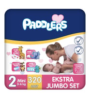 Paddlers Bebek Bezi 2 Numara Mini (3-6 Kg) 320 Adet – Ekstra Jumbo Set