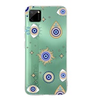 PrintiFy Realme C11  ile Uyumlu 1mm Slim Fit Nazar Boncuğu 5 Baskılı Şeffaf  Kılıf