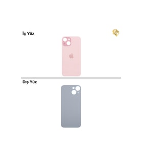 iPhone 15 Pembe Renk Arka Kapak Arka Cam Batarya Kapağı Lazer Kesim Kapak Pil Kapağı