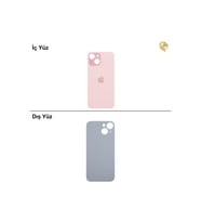 iPhone 15 Pembe Renk Arka Kapak Arka Cam Batarya Kapağı Lazer Kesim Kapak Pil Kapağı