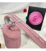 Gümüş Kalpli Bileklik ve Yüzük Seti , Pembe Kalpli Bileklik ve Yüzük Seti