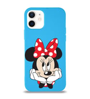 Apple iPhone 12 Uyumlu Lansman Kılıf Minnie Mouse Tasarımlı Altı Kapalı İçi Kadife Kaplı  Kapak (Şeffaf)