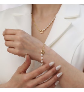 925 Ayar Gümüş Barock White Tatlısu İncisi Bileklik-5mm