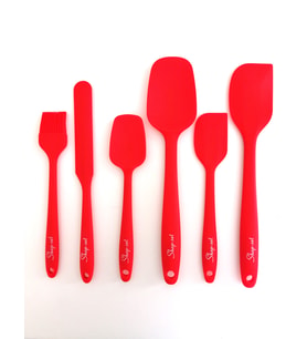 Shop-set  Isıya Dayanıklı Yanmaz Yapışmaz Silikon Spatula Seti - 6 Parça - KIRMIZI