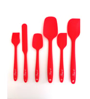 Shop-set  Isıya Dayanıklı Yanmaz Yapışmaz Silikon Spatula Seti - 6 Parça - KIRMIZI