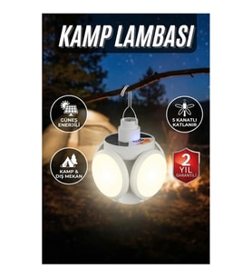 Kamp Lambası Güneş Enerjili Solar 5 Kanatlı Katlanır LED Lamba