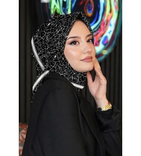 Mermer Desen Beyaz Soft Pamuk Eşarp (Standart)