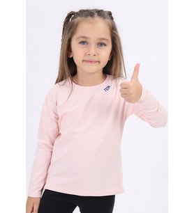 Toontoy Kız Çocuk Baskılı Tişört (Pudra)