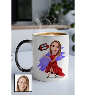 Kadına Hediye Karikatürlü Sihirli Kupa Bardak