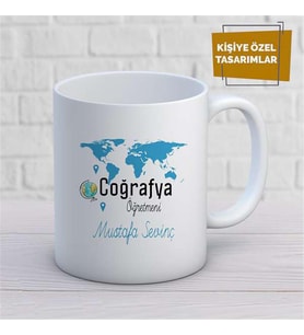 Kişiye Özel İsim Yazılabilir Coğrafya Öğretmeni Kupa Bardak