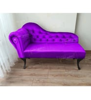 Dekoratif Bihter Koltuk Josefin Puf 120 cm Siyah Ayak (Lila)