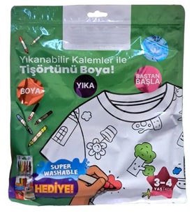 Kalem Hediyeli Boyanabilir Tişört 3-4 Yaş