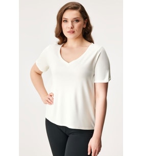 Only Kadın Trixie Life V Yaka T-shirt - 15319135  (Ekru)