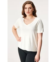 Only Kadın Trixie Life V Yaka T-shirt - 15319135  (Ekru)