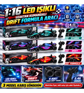 L2501-3 1 16 LED IŞIKLI 4 ADET YEDEK DRİFT TEKERLİ 3 MODEL KARIŞ FORMULA ARACI(Belirtilen fiyat, tek