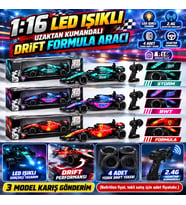 L2501-3 1 16 LED IŞIKLI 4 ADET YEDEK DRİFT TEKERLİ 3 MODEL KARIŞ FORMULA ARACI(Belirtilen fiyat, tek