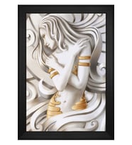 Kadın Motifli Kanvas Tablo 80 x 110 cm Siyah Çerçeve