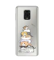 Redmi Note 9 Pro / 9s Uyumlu Sevimli Kedicikler Tasarımlı Şeffaf Telefon Kılıfı