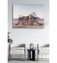 Blok Design Kanvas Tablo Resim Soyut Telden Adamlar Modern Dekoratif Duvar Tablosu (Beyaz-Mavi)