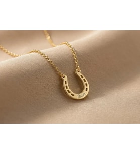 Kişiye Özel 925 Ayar Gümüş Şık At Nalı Model İsim Kolye (Gold)