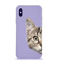 Apple iPhone XS Max Uyumlu Lansman Kılıf Catface Tasarımlı Altı Kapalı İçi Kadife Kaplı  Kapak (Şeffaf)