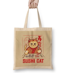 Sushi Cat Bez Çanta Uzun Saplı