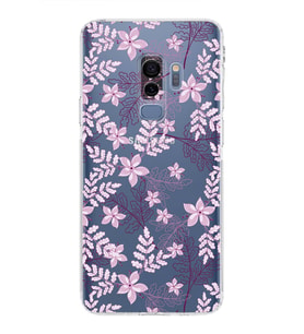 Samsung Galaxy S9 Plus  Kamera Korumalı Kapak Floral Pudra Tasarımlı  Şeffaf Kılıf