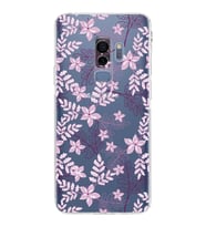 Samsung Galaxy S9 Plus  Kamera Korumalı Kapak Floral Pudra Tasarımlı  Şeffaf Kılıf