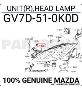 Mazda 6 Ön Far Elektrikli Motorlu Braketlı Sağ 2009-  (Oem No:  Gv7D-51-0K0D)