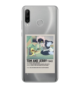 Huawei P30 Lite Uyumlu Tom ve Jerry Desenli Şeffaf Telefon Kılıfı