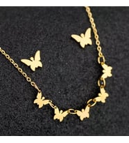 Kişiye Özel 925 Ayar Gümüş Çoklu Kelebek Kolye Küpe Seti (Gold)