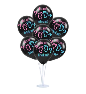 Balon Standlı, 7 Adet - Kız Mı ? & Erkek Mi ? Balon (STD)